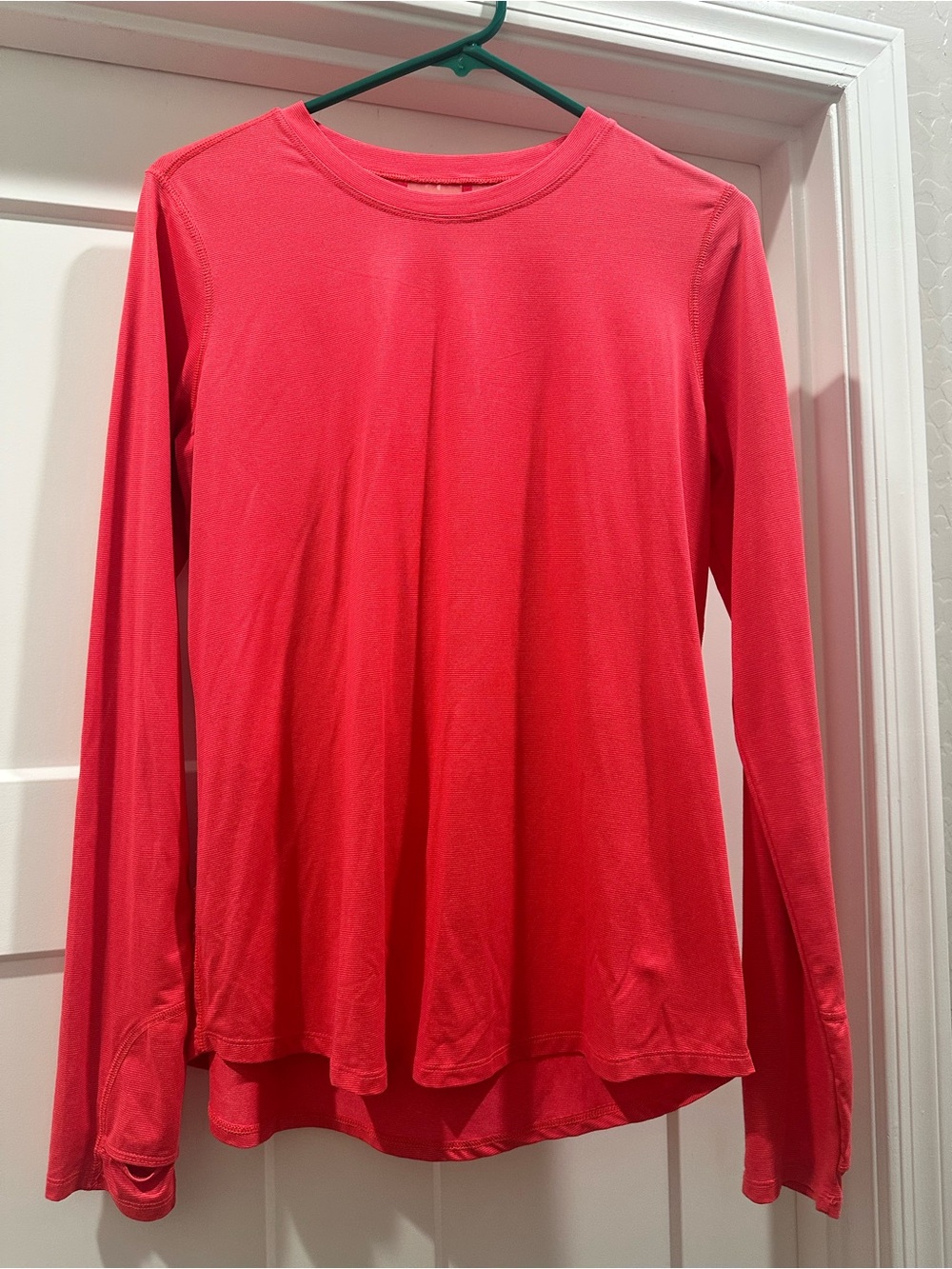 Zella Coral-Red Long-Sleeve Crewneck Top